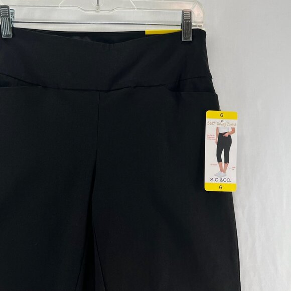 S.C. & CO 360 Tummy Control Cropped Pants Womens 6 Easy Pull On Petal Slit Black - Picture 7 of 13